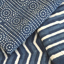 Load image into Gallery viewer, Hand block dabu printed indigo on cotton fabric