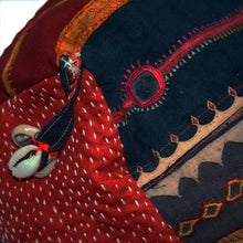 Load image into Gallery viewer, Hand embroidered drawstring bag from recycled textiles