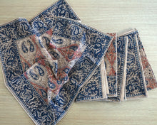 Load image into Gallery viewer, A set of six hand printed table napkins with natural dyes