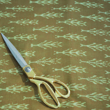 Load image into Gallery viewer, Handwoven olive/pale green ikat cotton fabric