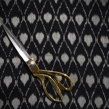 Load image into Gallery viewer, Hand woven black/white Ikat cotton fabric