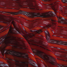 Load image into Gallery viewer, Hand woven red Nuapatna Ikat cotton fabric

