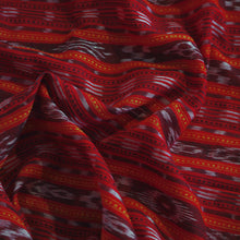 Load image into Gallery viewer, Hand woven red Nuapatna Ikat cotton fabric