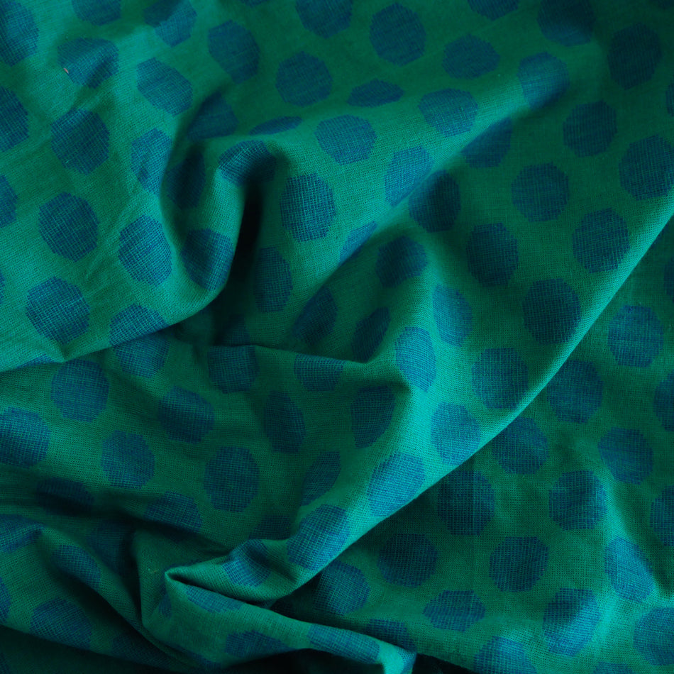 Pre-washed jacquard turquoise/blue cotton fabric - 2.5 metres