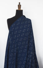 Load image into Gallery viewer, Hand woven blue/black Pochampally Ikat cotton fabric