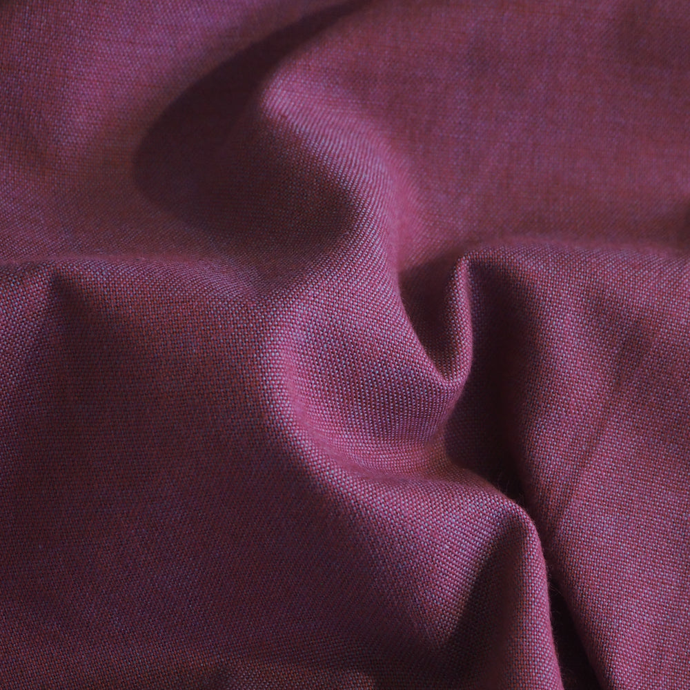 Hand woven fuschia/blue shot cotton fabric