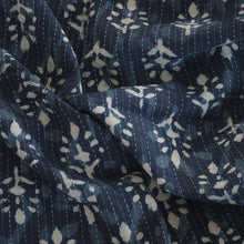 Load image into Gallery viewer, Indigo hand block printed Kantha stitched cotton fabric
