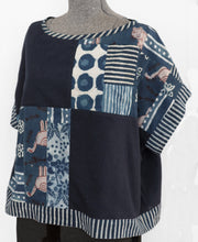 Load image into Gallery viewer, Patchwork indigo crop top