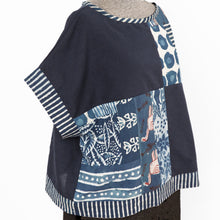 Load image into Gallery viewer, Patchwork indigo crop top