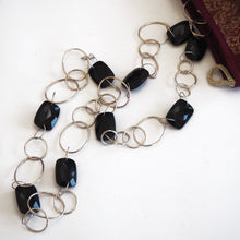 Load image into Gallery viewer, Hand made onyx and silver necklace