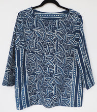 Load image into Gallery viewer, Dancing Leaves and Wonky Stripes tunic
