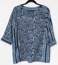 Load image into Gallery viewer, Dancing Leaves and Wonky Stripes tunic