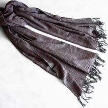 Load image into Gallery viewer, Hand woven organic cotton & eri silk (non-violent) shawl
