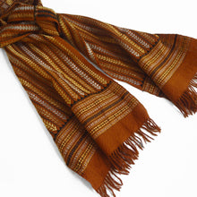 Load image into Gallery viewer, Fair trade hand woven wool muffler with Suf embroidery