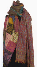 Load image into Gallery viewer, Patchwork silk Kantha shawl