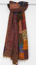 Load image into Gallery viewer, Patchwork silk Kantha shawl