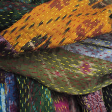 Load image into Gallery viewer, Patchwork silk Kantha shawl
