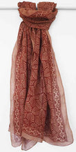 Load image into Gallery viewer, Hand woven fair trade linen block printed scarf with natural dyes