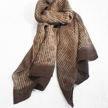 Load image into Gallery viewer, Hand woven fair trade linen block printed scarf with natural dyes
