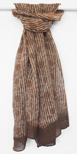 Load image into Gallery viewer, Hand woven fair trade linen block printed scarf with natural dyes