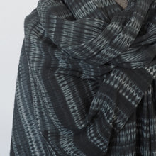 Load image into Gallery viewer, Hand spun & hand woven shibori linen shawl