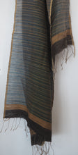 Load image into Gallery viewer, Hand spun and handwoven linen and silk stole