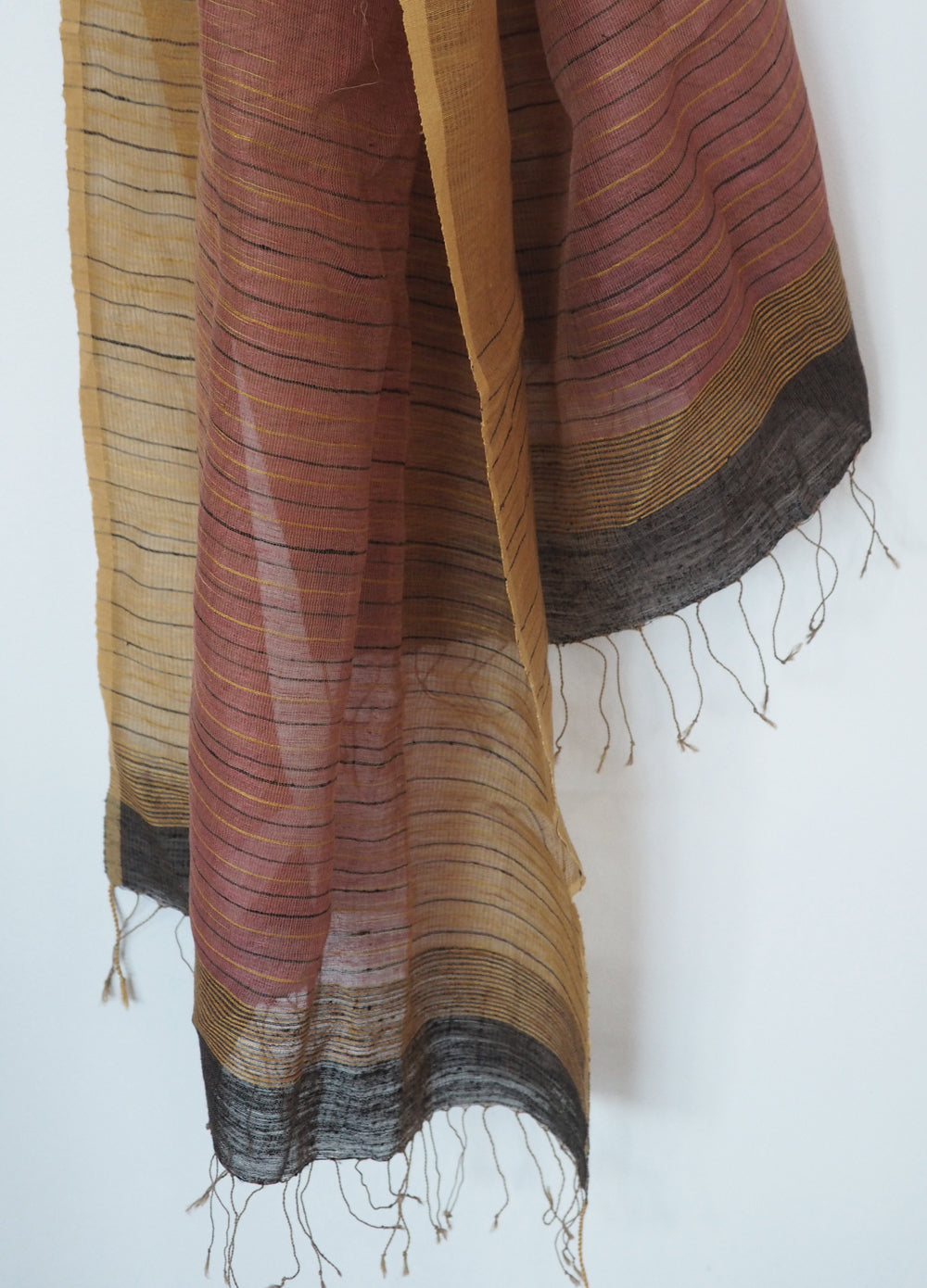 Hand spun and handwoven linen and silk stole