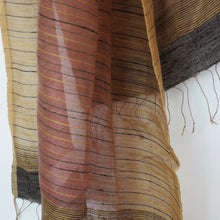 Load image into Gallery viewer, Hand spun and handwoven linen and silk stole
