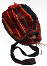 Load image into Gallery viewer, Hand embroidered drawstring bag from recycled textiles
