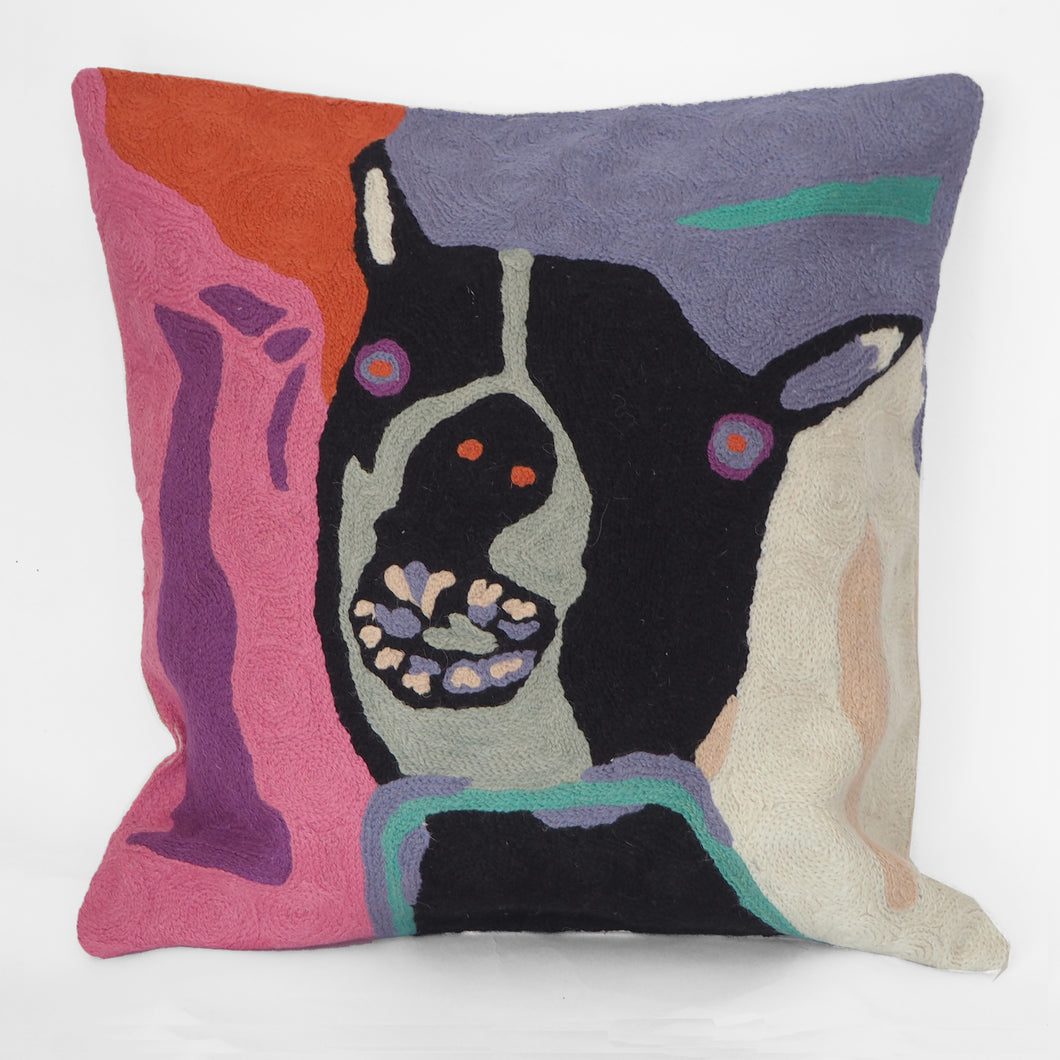 Fair trade embroidered wool cushion cover