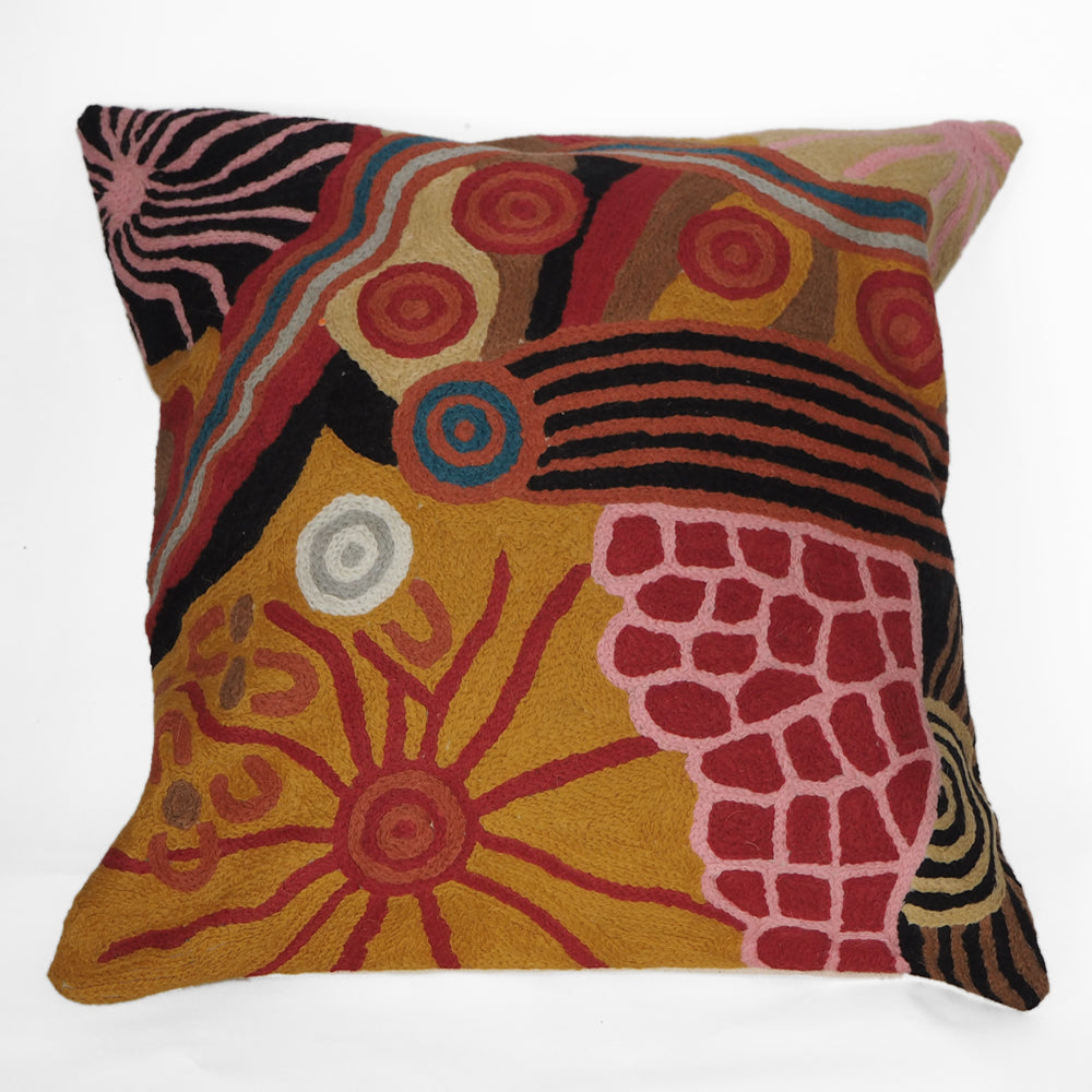 Fair trade embroidered wool cushion cover