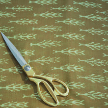 Load image into Gallery viewer, Handwoven olive/pale green ikat cotton fabric
