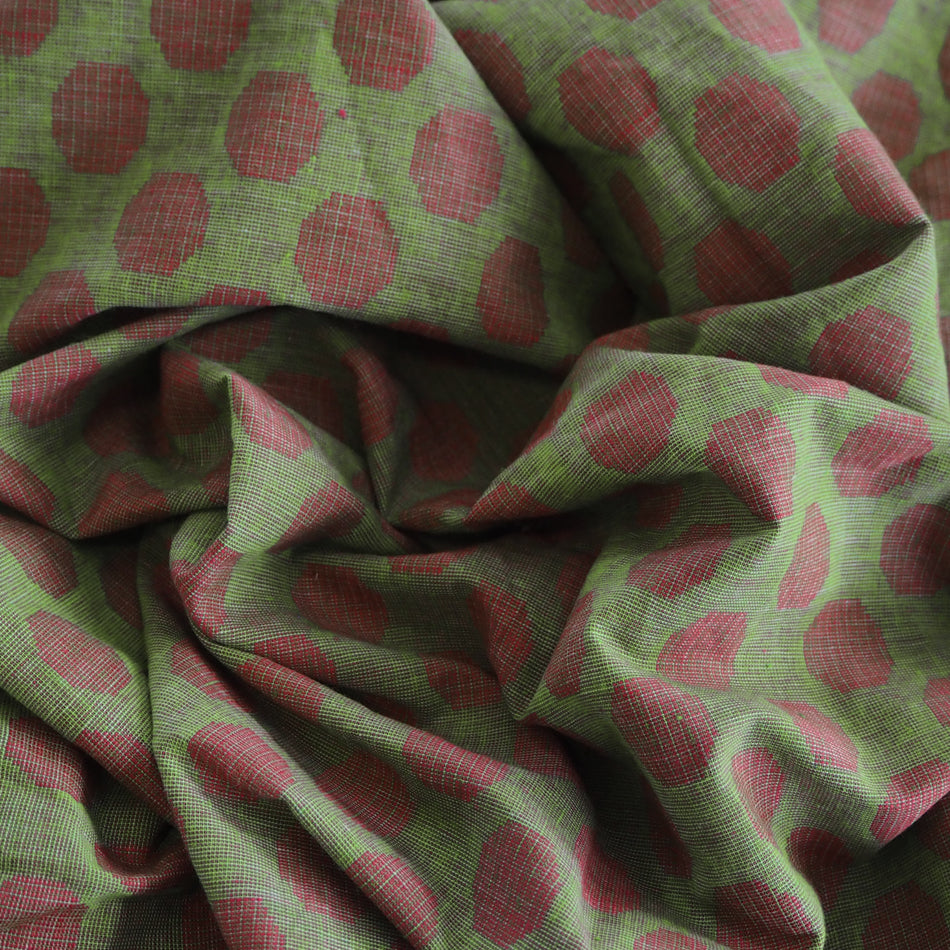 Pre-washed jacquard red/green cotton fabric