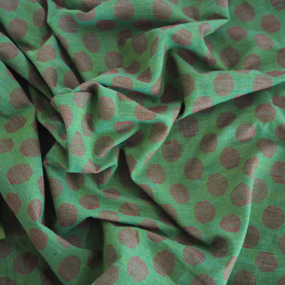 Pre-washed jacquard red/green cotton fabric