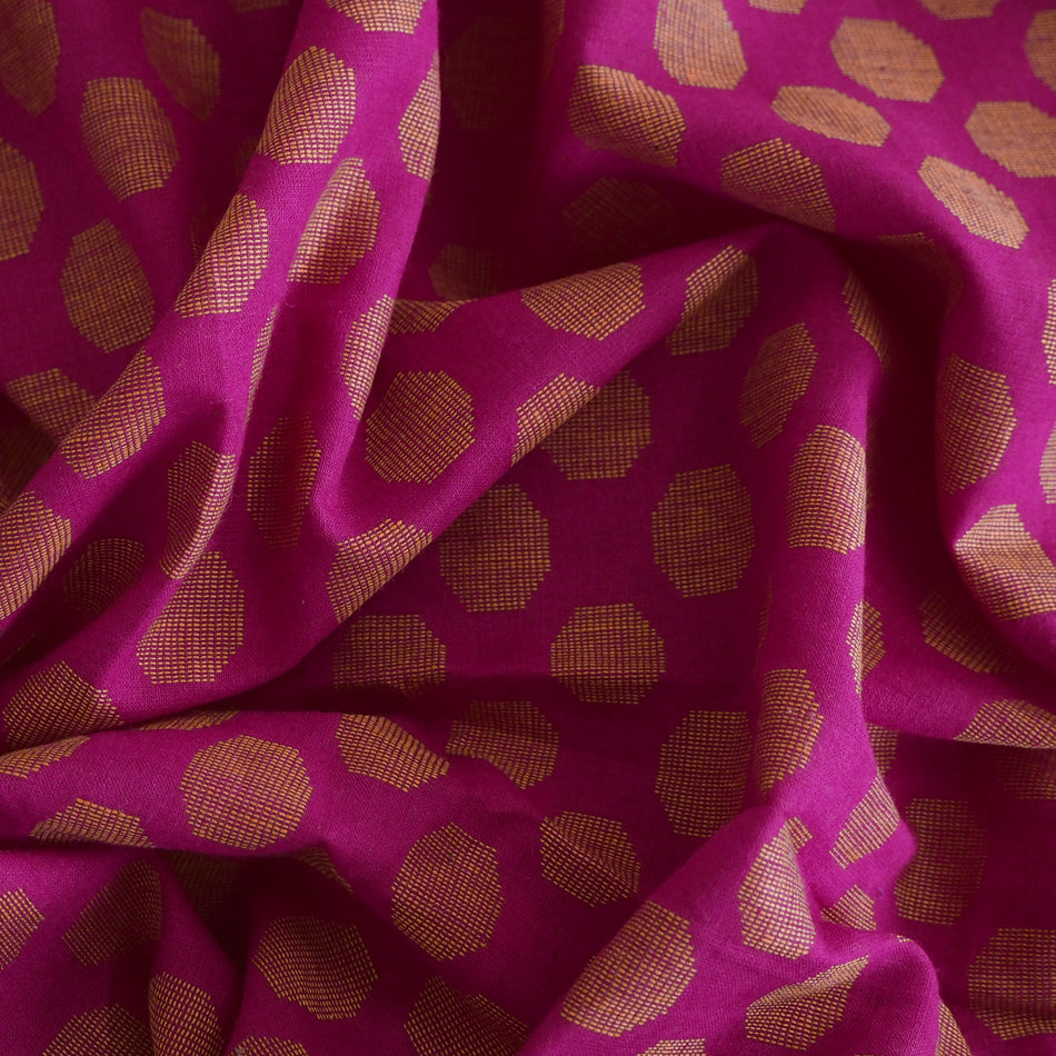 Pre-washed jacquard magenta/orange cotton fabric