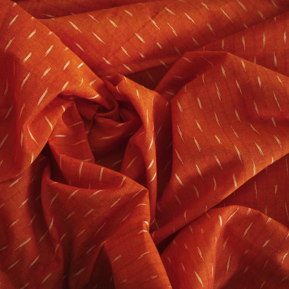 Hand woven Pochampally orange/yellow Ikat cotton fabric