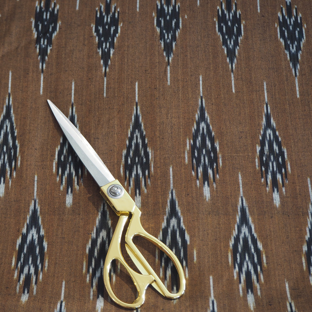 Hand woven Pochampally brown/black Ikat cotton fabric