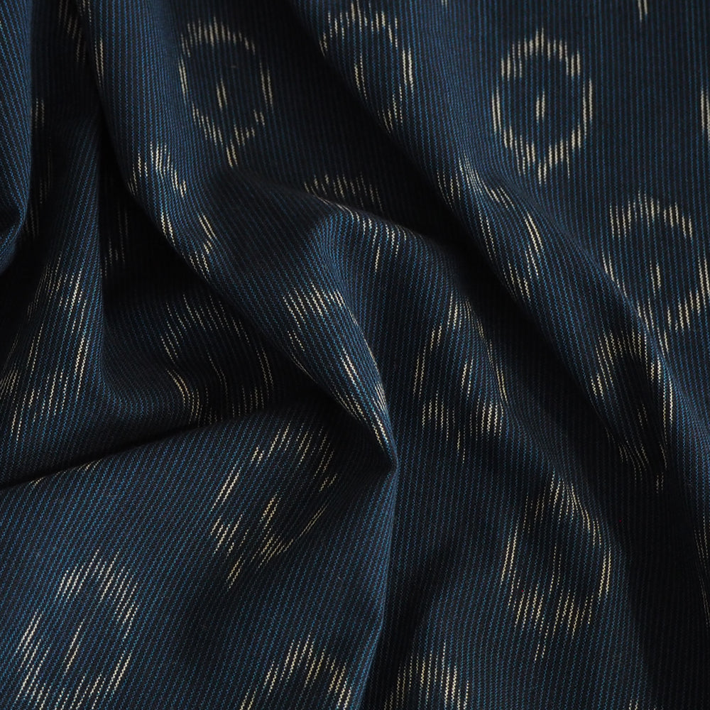 Hand woven blue/black Pochampally Ikat cotton fabric