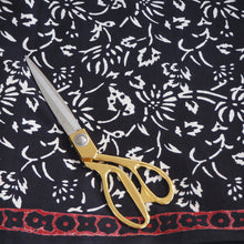 Load image into Gallery viewer, Bagh hand block printed black/white cotton fabric with red border
