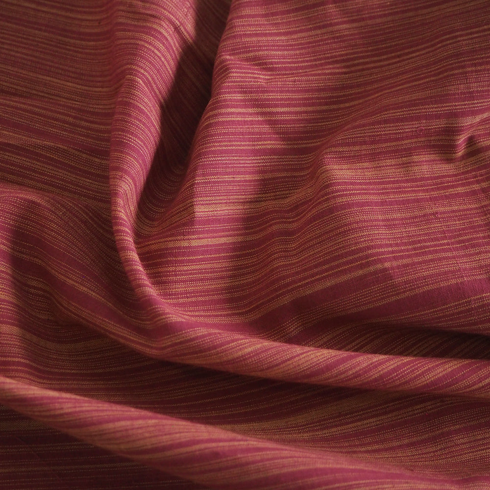 Hand woven pre-shrunk red/cream striped cotton fabric