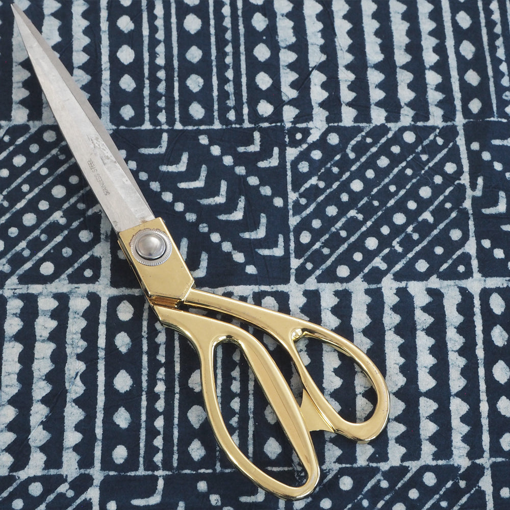 Hand block dabu printed indigo on cotton fabric