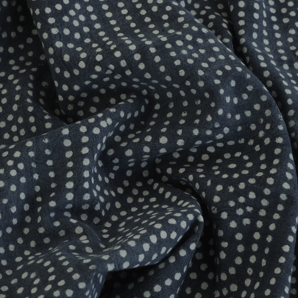 Hand block dabu printed indigo on cotton fabric