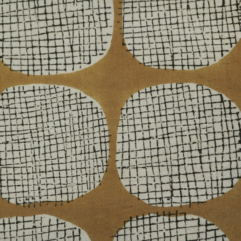 Hand block printed cotton fabric with a modernist vibe - mustard