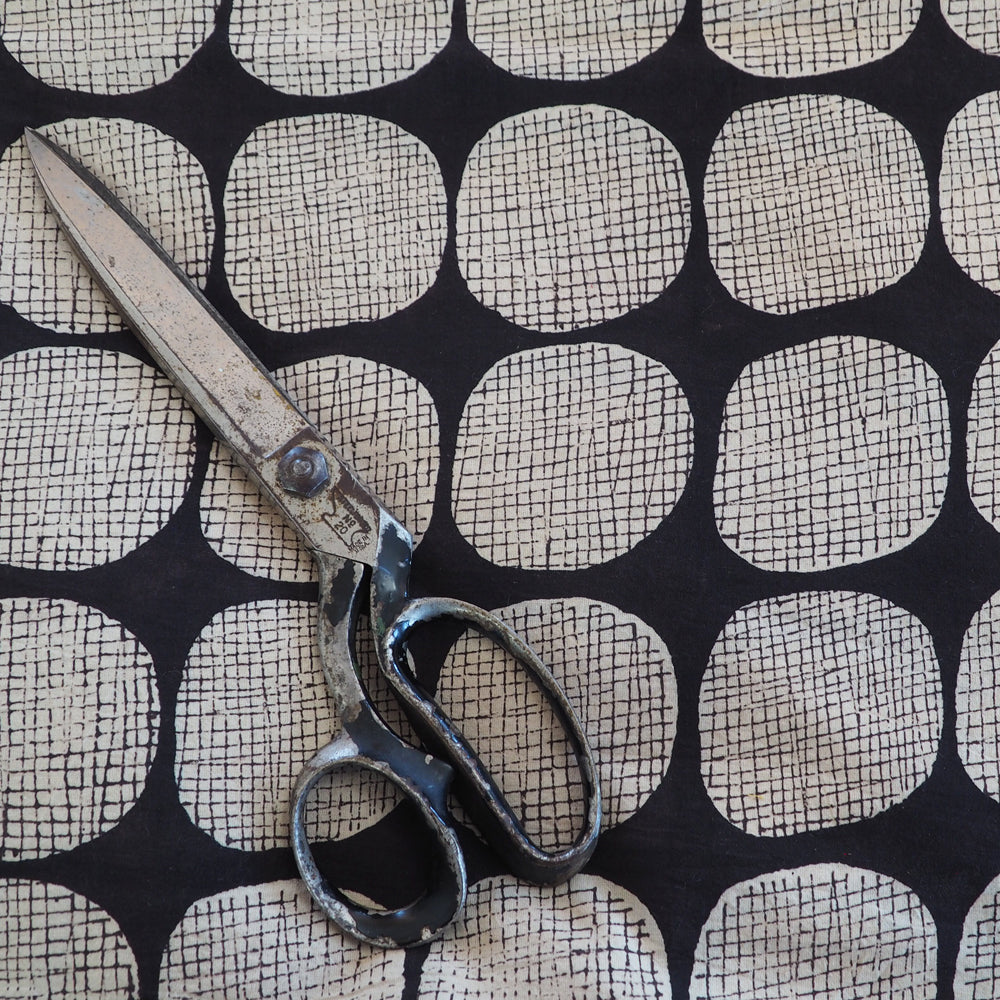 Hand block printed cotton fabric with a modernist vibe