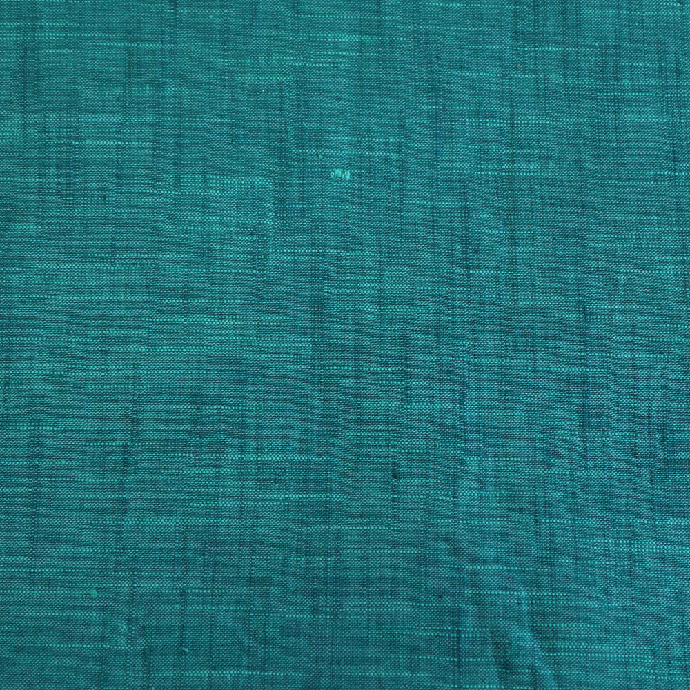 Hand woven sea green cotton slub fabric