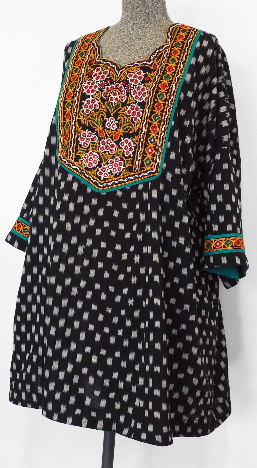 Tunic with hand embroidered yoke