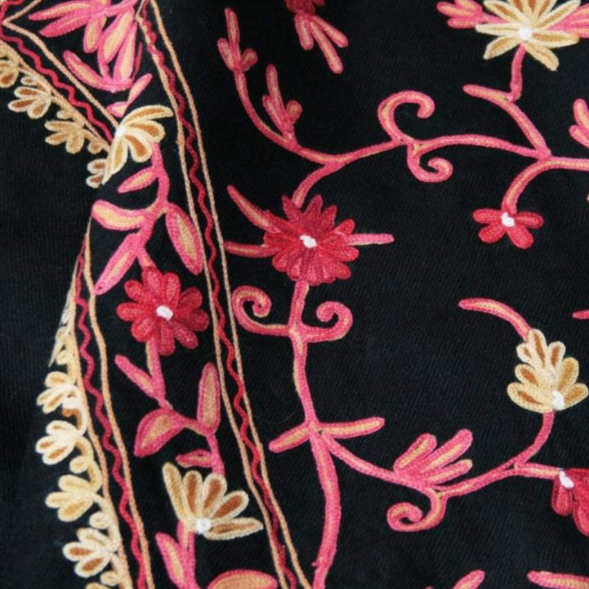 Embroidered wool Kashmiri shawl