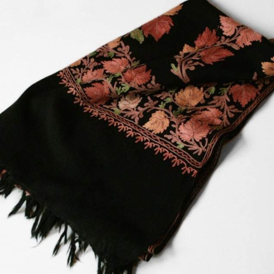 Embroidered wool Kashmiri shawl