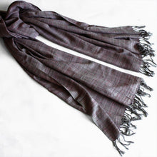 Load image into Gallery viewer, Hand woven organic cotton &amp; eri silk (non-violent) shawl
