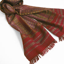 Load image into Gallery viewer, Fair trade hand woven wool muffler with Suf embroidery
